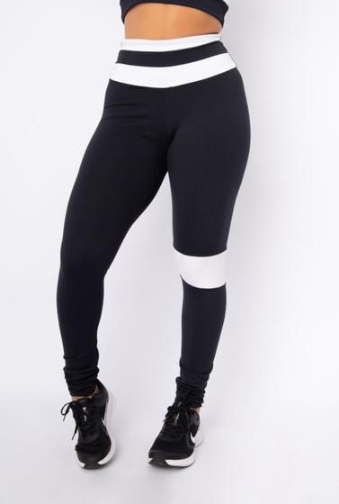 Imagem de Calça legging preta com recorte branco