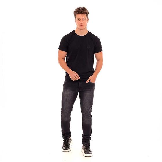 Imagem de Calça Masculina Jeans Skinny Manchada Preta