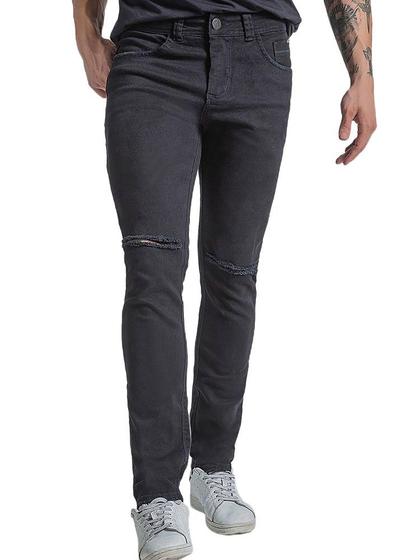 Imagem de Calça Masculina Jeans Slim Rasgada Black Wash