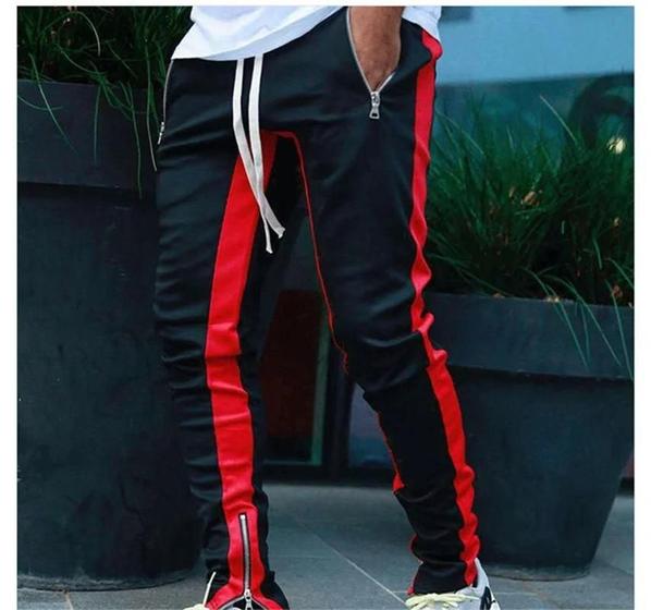 Imagem de Calça Masculina Longa Com Zíper Casual Esportiva Com Bolso Duplo Outono Corrida