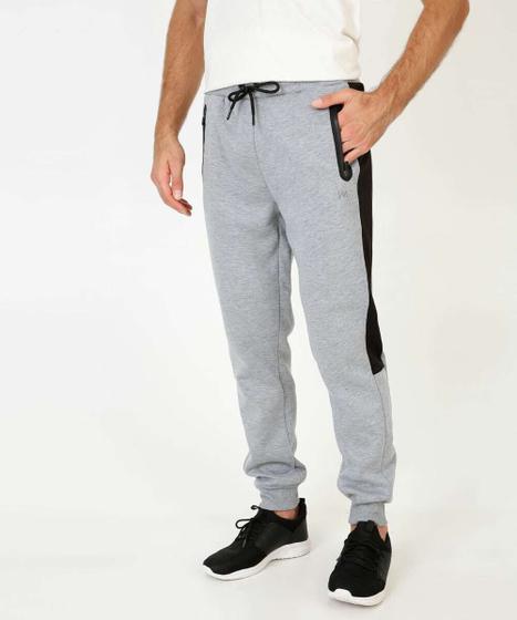 Menor preço em Calça Masculina Moletom Flanelado Bolsos Recorte MR