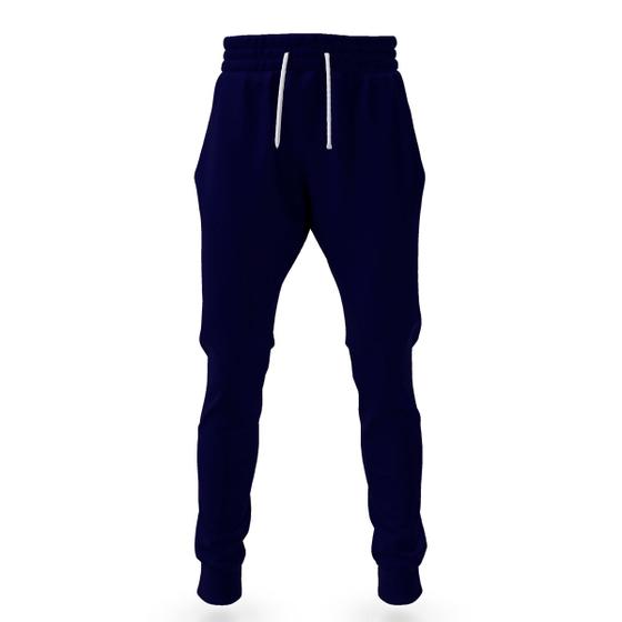 Imagem de Calça masculina moletom jogger fit lisa com elástico e bolso