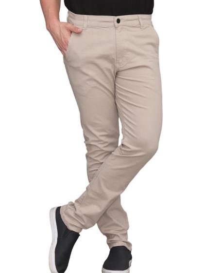 Imagem de Calça Masculina Sarja Skinny Sport Fino Bolso Faca Areia