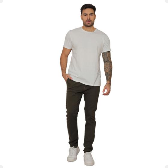 Imagem de Calça Masculina Slim Chino Alfaiataria Com Bolso Embutido