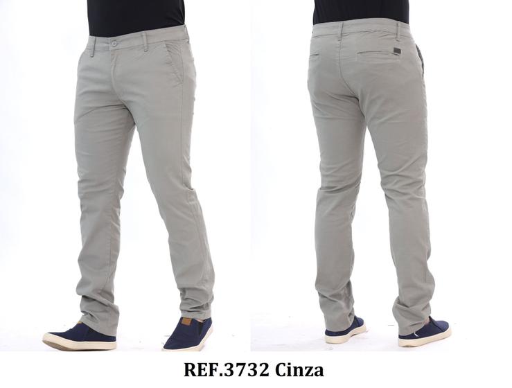 Imagem de Calça Masculino Chino Sarja Slim Esporte Fino Elastano Colorida Malloy