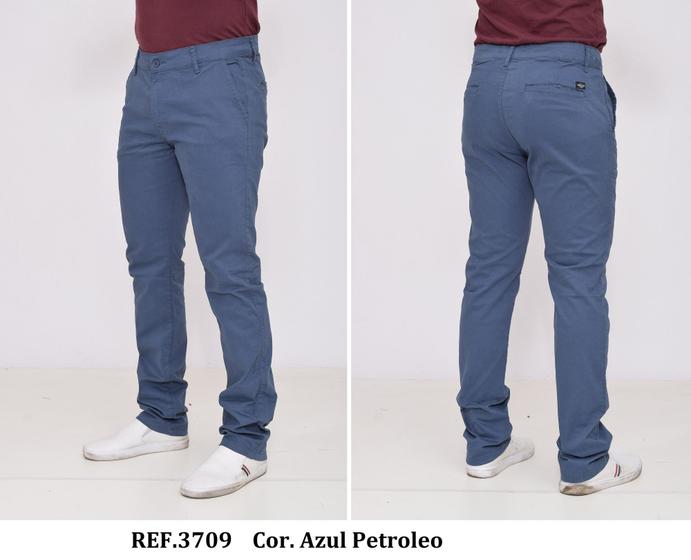 Imagem de Calça Masculino Chino Sarja Slim Esporte Fino Elastano Colorida Malloy