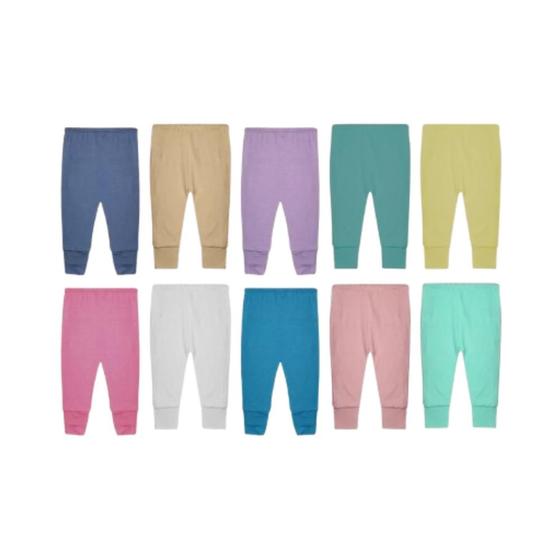Imagem de Calça Mijão p/ Bebê Kit com 3 Unidades sem Pé Cores Variadas