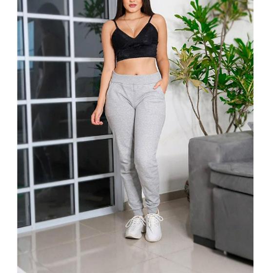 Imagem de Calça Moletom Casual Feminina Swag Lisa Jogger