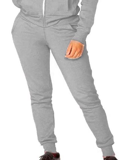 Calça Moletom Feminino Flanelada Confortável Slim Inverno Bolsos