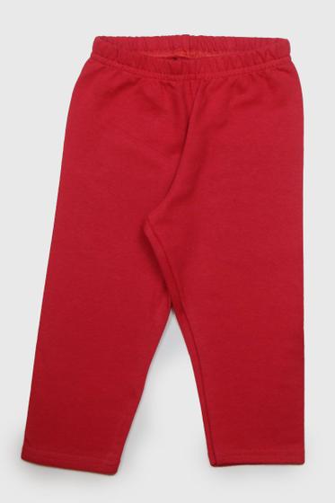 Imagem de Calça Moletom Flanelado Vermelho Infantil Frio Elian Menina Bebê