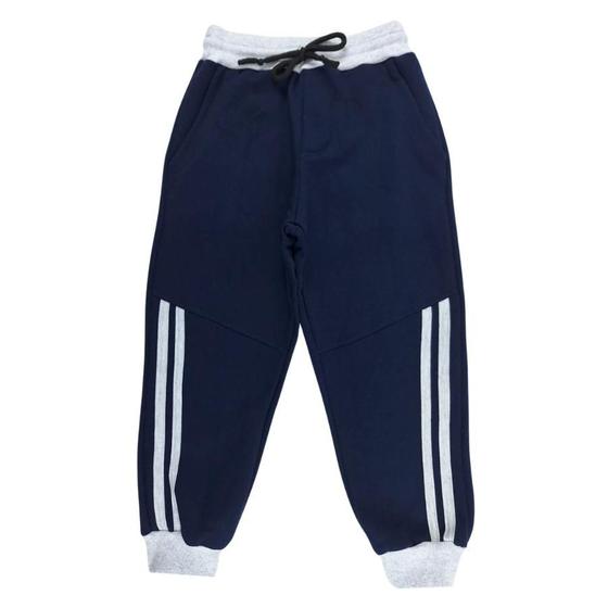 Imagem de Calça Moletom Forrada Quente Juvenil Masculina Punho Bolso