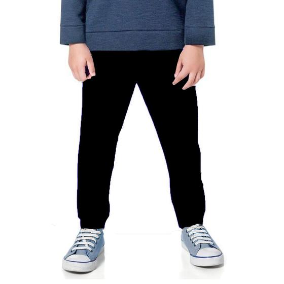 Imagem de Calça Moletom Infantil Uniforme Escolar Flanelada Algodao com Punho Baby Deluxe Flanelada 10 Ao 16 Preto