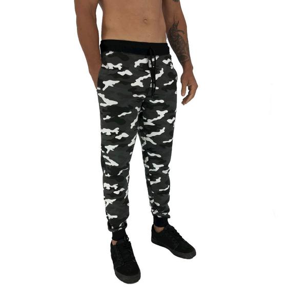 Imagem de Calça MXD Conceito Moletom Slim Camuflado Cinza