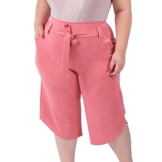 Imagem de Calça Pantacourt Cinto Laço Bolso Moda Feminina Plus Size