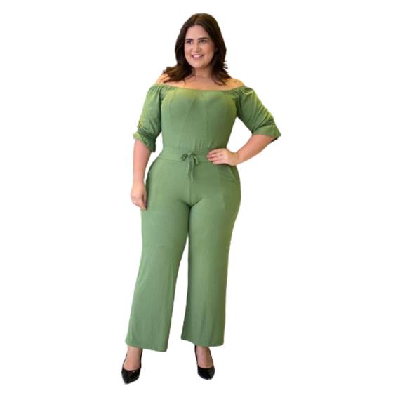 Imagem de Calça Pantacourt Feminina Malha Canelada Forrado Amarração Fake c/Bolso Plus Size