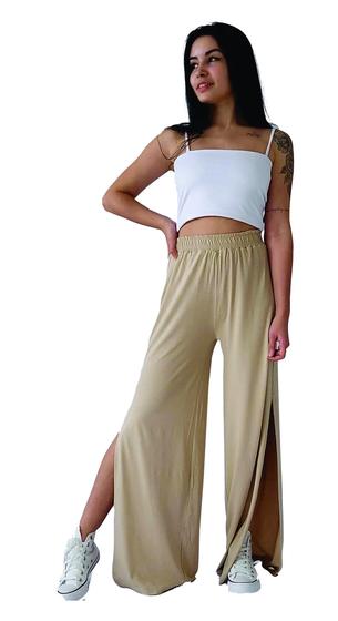 Imagem de Calça Pantalona Areia Com Fenda
