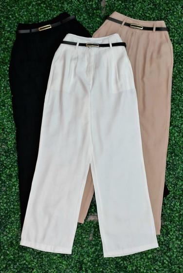 Imagem de Calça Pantalona de Amarante com Cinto Coleção Nova 8441