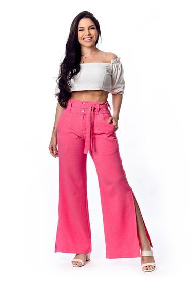 Imagem de Calça Pantalona de Linho Com Lastex 