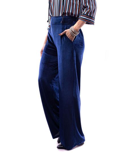 Imagem de Calça pantalona veludo cotelê azul marinho maria genô