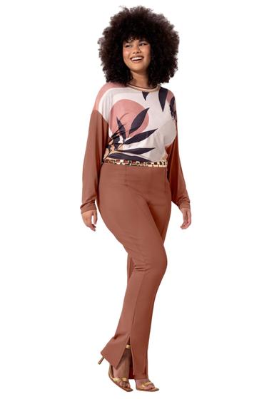 Imagem de Calça plus size alfaiataria flare com fenda lunender 65170