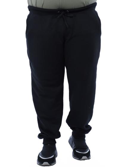 Imagem de Calça Plus Size Masculina de Moletom Sem Felpa Preta