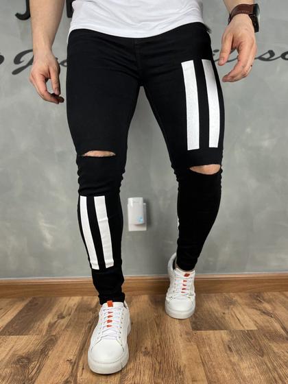 Imagem de  Calça Preta Masculina Estampada Premium Diferenciada