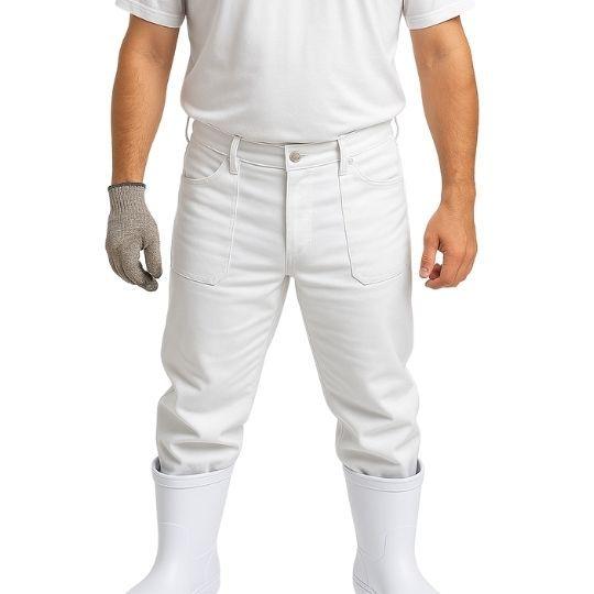 Açougue CalÃ§a Branca De Brim Dolmã Elegante E Confortável Em