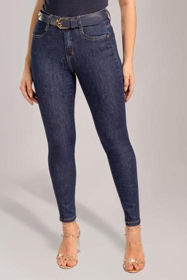 Imagem de Calça Skinny Jeans Feminina Com Cinto Azul Indigo material sintético