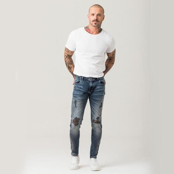 Imagem de Calça Skinny Jeans Stretch Zune Jeans Masculina Básica Estilo Azul Escuro 46