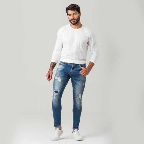 Imagem de Calça Skinny Masculina Jeans Destroyed Zune Estilo Moderna