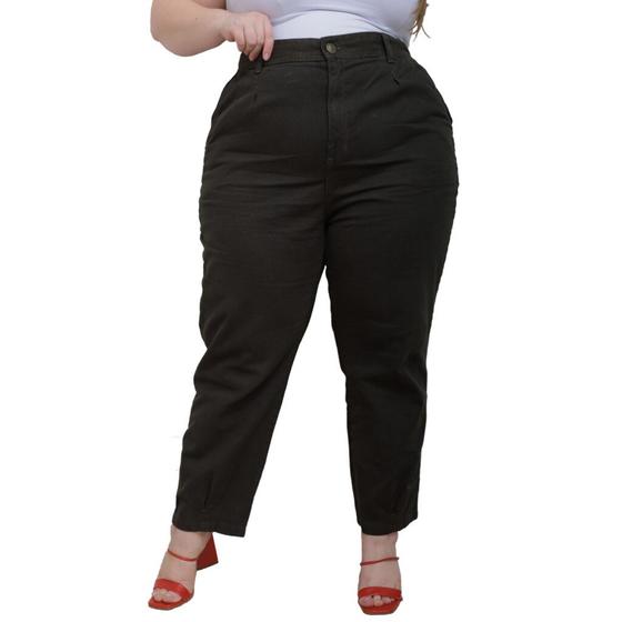 Imagem de Calça Slouchy Plus Size Feminina Cintura Alta Com Bolsos