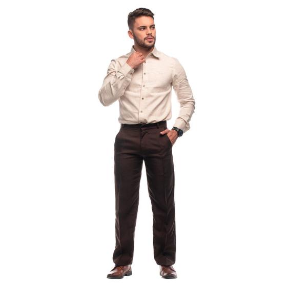 Calça social masculina oxford marrom diversos tamanhos Menor preço em Calça social masculina oxford marrom diversos tamanhos