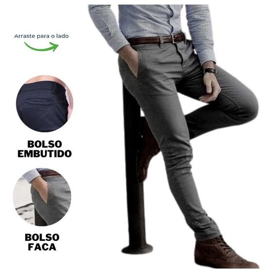 Imagem de Calça Social Sarja Masculina Esporte Fino