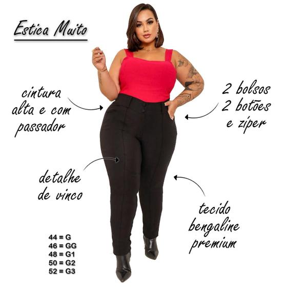 Plus Size CalÃ§a Social Cintura Alta Preta Calça Skinny CalÃ§a