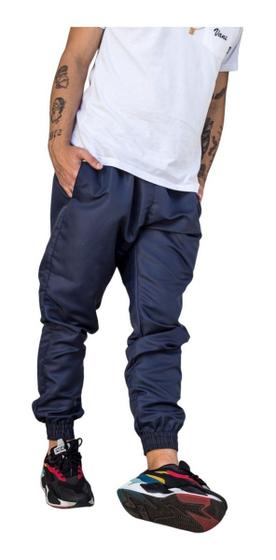 Calça Tactel Masculina Jogger Bolsos Barata Elastico Barra FR