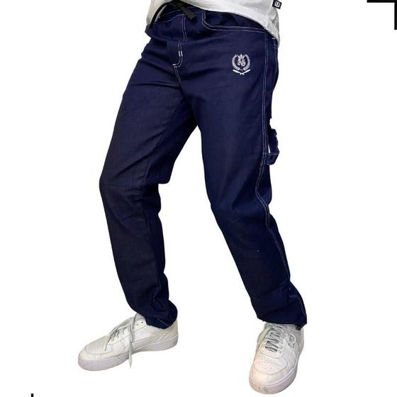 Imagem de Calça Tradicional Reta Cargo JEANS Escuro Street Boss