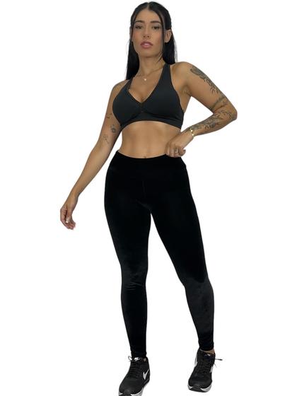 Imagem de calça veludo molhado legging feminina leg cintura alta TB moda fitness