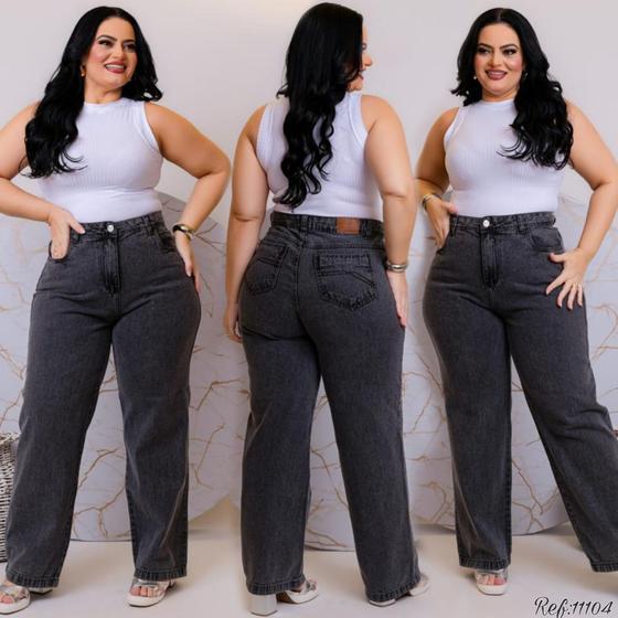 Imagem de Calça Wid leg plus size jeans 100% (Sem Lycra) Ref:11104