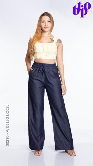 Imagem de Calça wide leg feminina liocel pantalona biotipo jeans