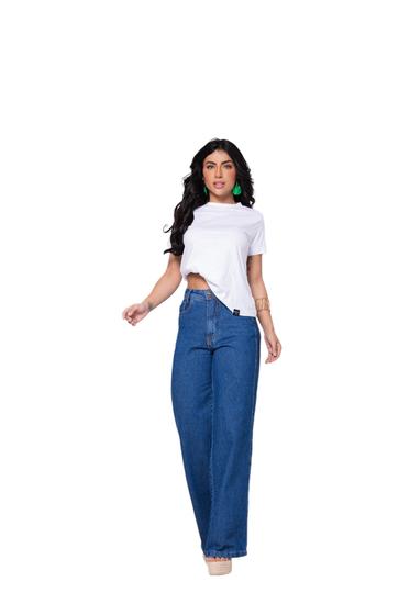 Imagem de Calça Wide Leg Jeans Lisa Moda Feminina