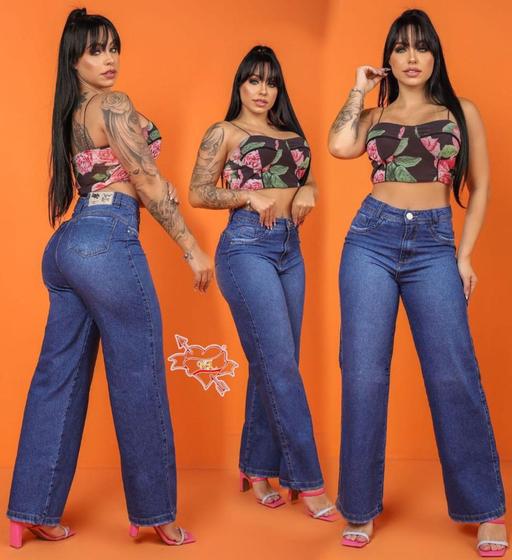 Imagem de Calça Wide Leg Pantalona Feminina Destroyed