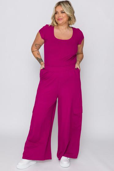 Imagem de Calça Wide Leg Plus Size Bet Rosa Cess