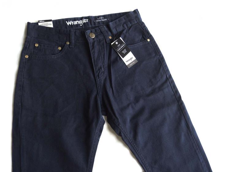 Calça Wrangler Masculina Brim Sarja Tradicional Azul Marinho