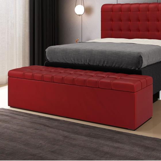 Imagem de Calçadeira Alpha Estofada 140 para Cama Box de Casal N-033 Veludo Vermelho Aradecor