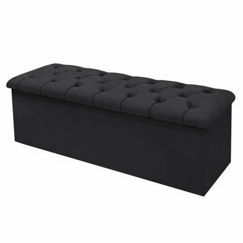 Imagem de Calçadeira Bau  140 cm Casal Suede Preto