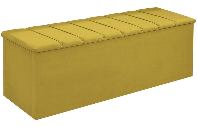 Imagem de Calçadeira Baú Cancun Para Cama Box Casal 140 cm Suede Amarelo - DL Decor