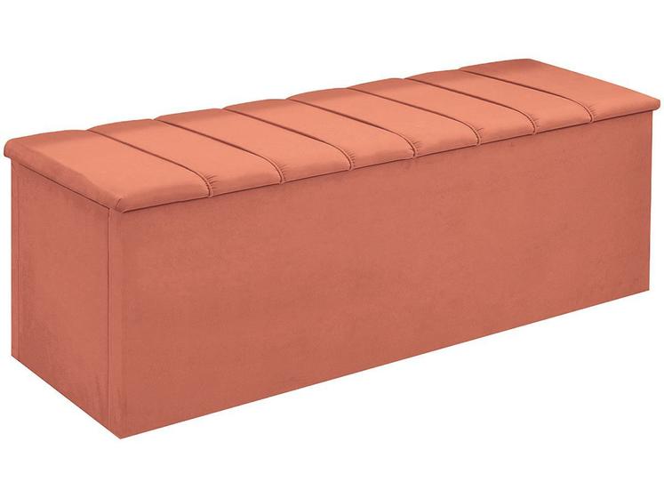 Imagem de Calçadeira Baú Cancun Para Cama Box Queen 160 cm Suede Coral - DL Decor