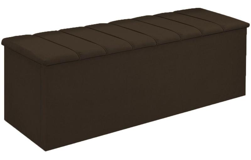 Imagem de Calçadeira Baú Cancun Para Cama Box Queen 160 cm Suede Marrom - LM DECOR