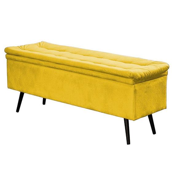 Imagem de Calçadeira Baú Casal Conforto Suede Animale Amarelo - Matrix