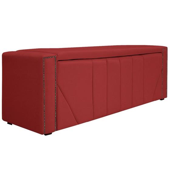 Imagem de Calçadeira Baú Casal Minsk P02 140 cm para cama Box Sintético Vermelho - Amarena Móveis